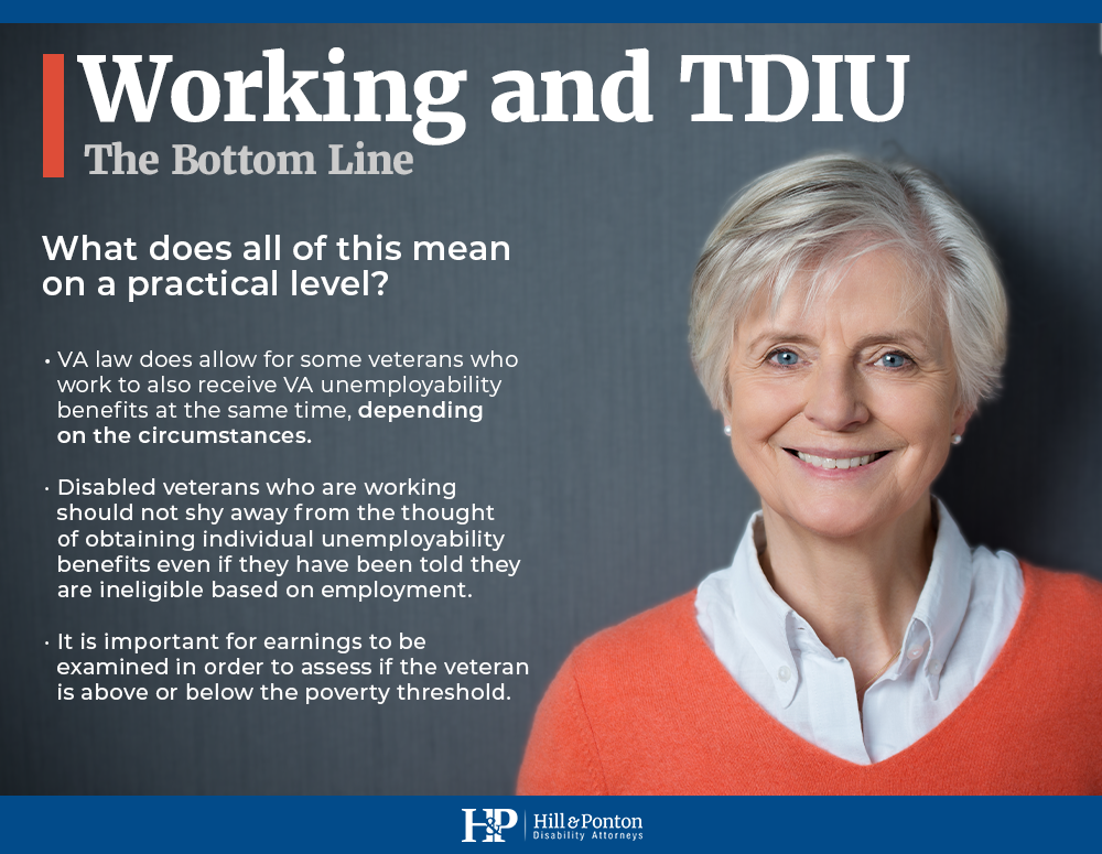 working and TDIU benefits 100% va disability
