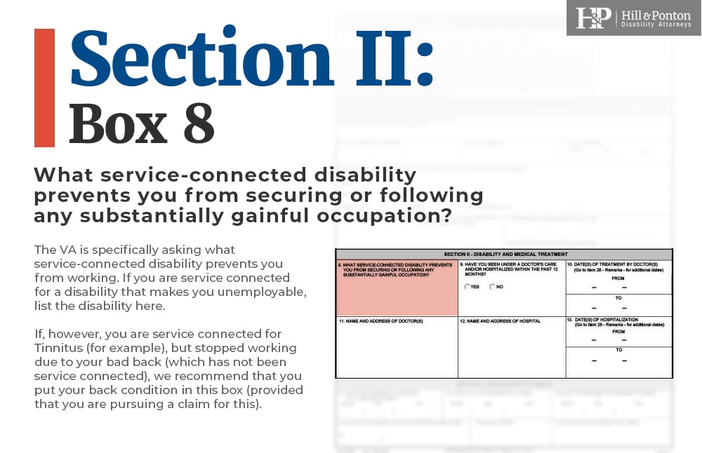 VA Form 21-8940 TDIU Benefits section II
