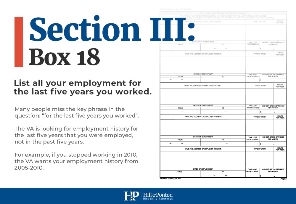 VA Form 21-8940 TDIU Benefits section 18