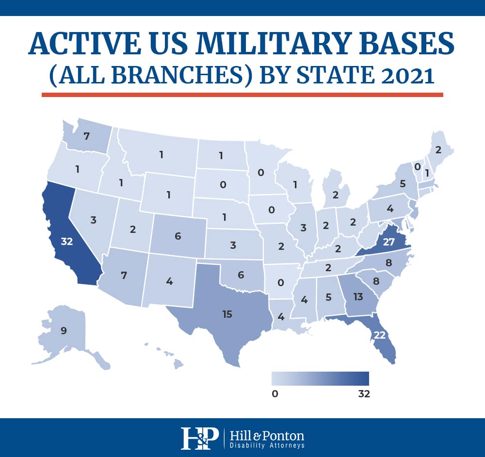 Active US military bases by state 2021