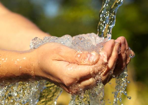 water on hands