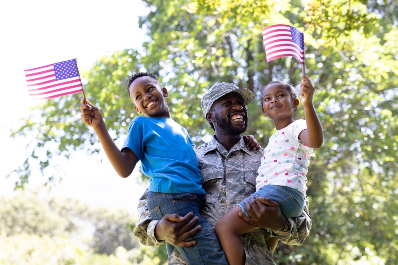 African American veteran with kids
