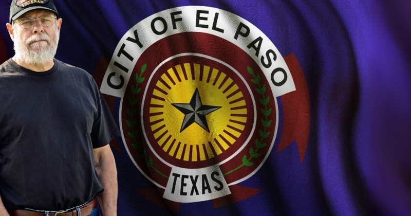 El Paso veteran with city flag