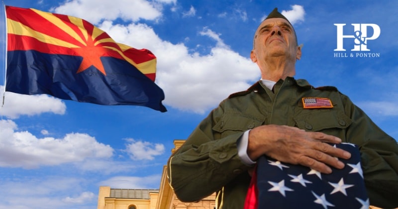 Tucson disabled veteran with flag