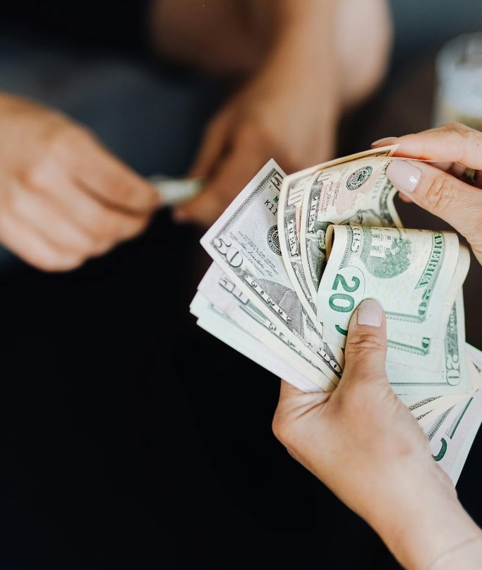 hand full of money