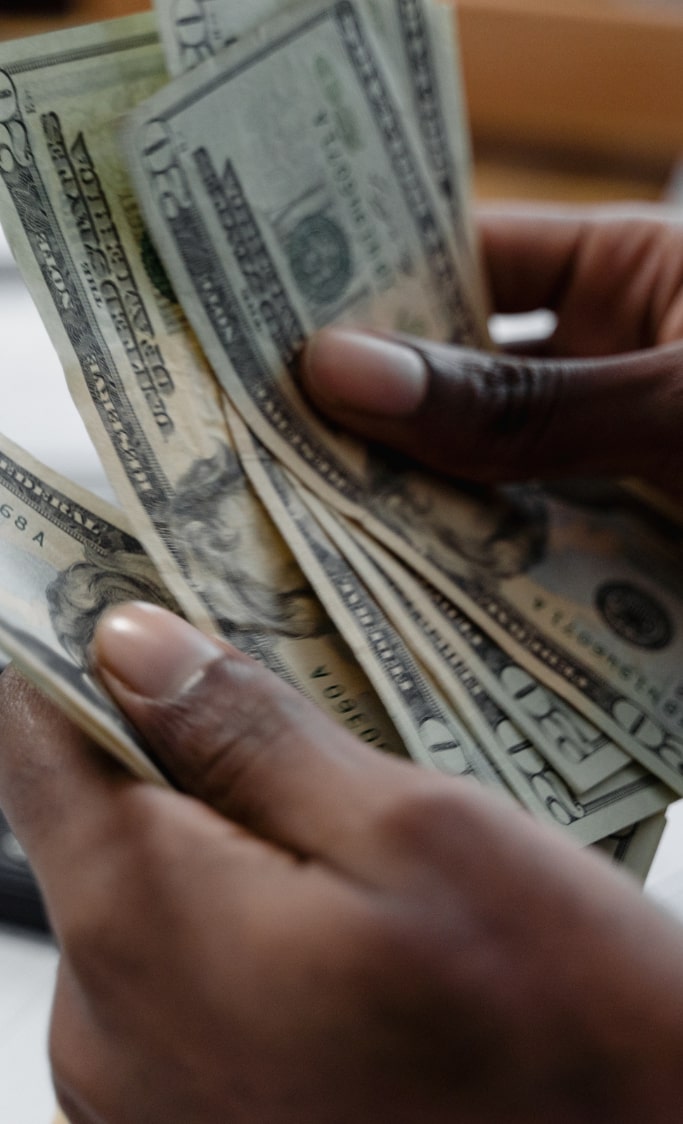 black hands with money